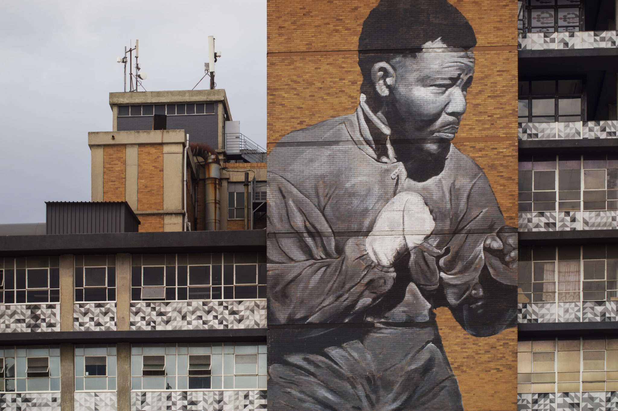 Nelson Mandela als Mural in Johannesburg