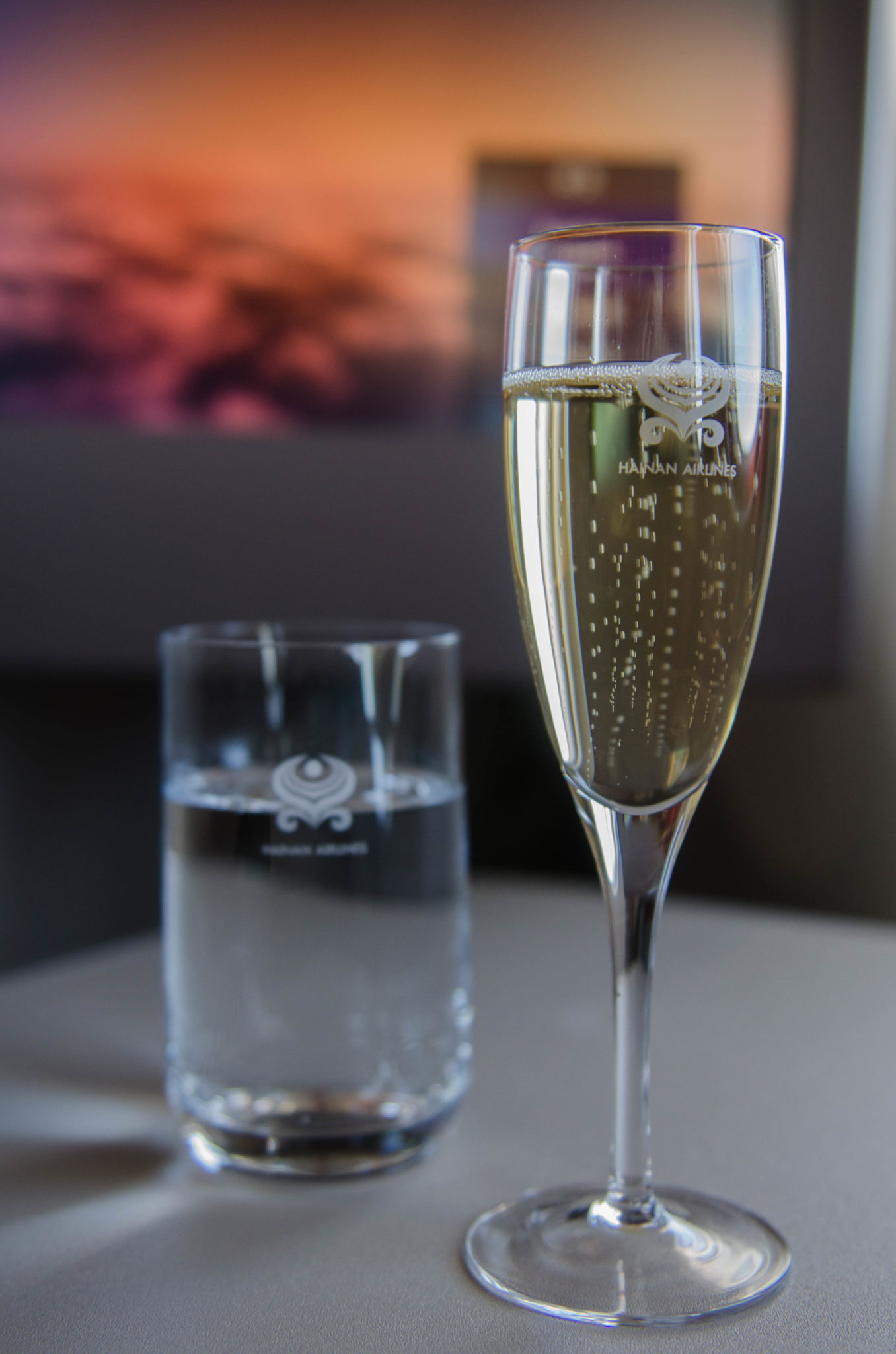 Bewertung des Champagners in der Hainan Airlines Business Class