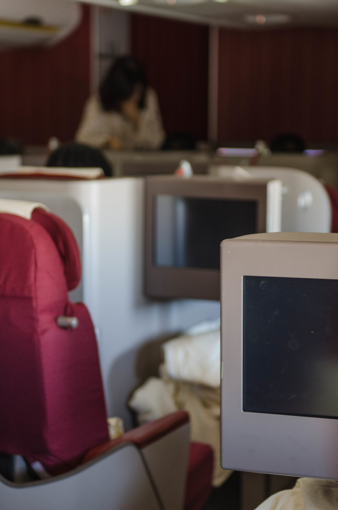 Auch im Gang sitzt man in der Hainan Business Class gemütlich