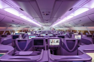 Die Kabine der Emirates Business Class im Airbus A380