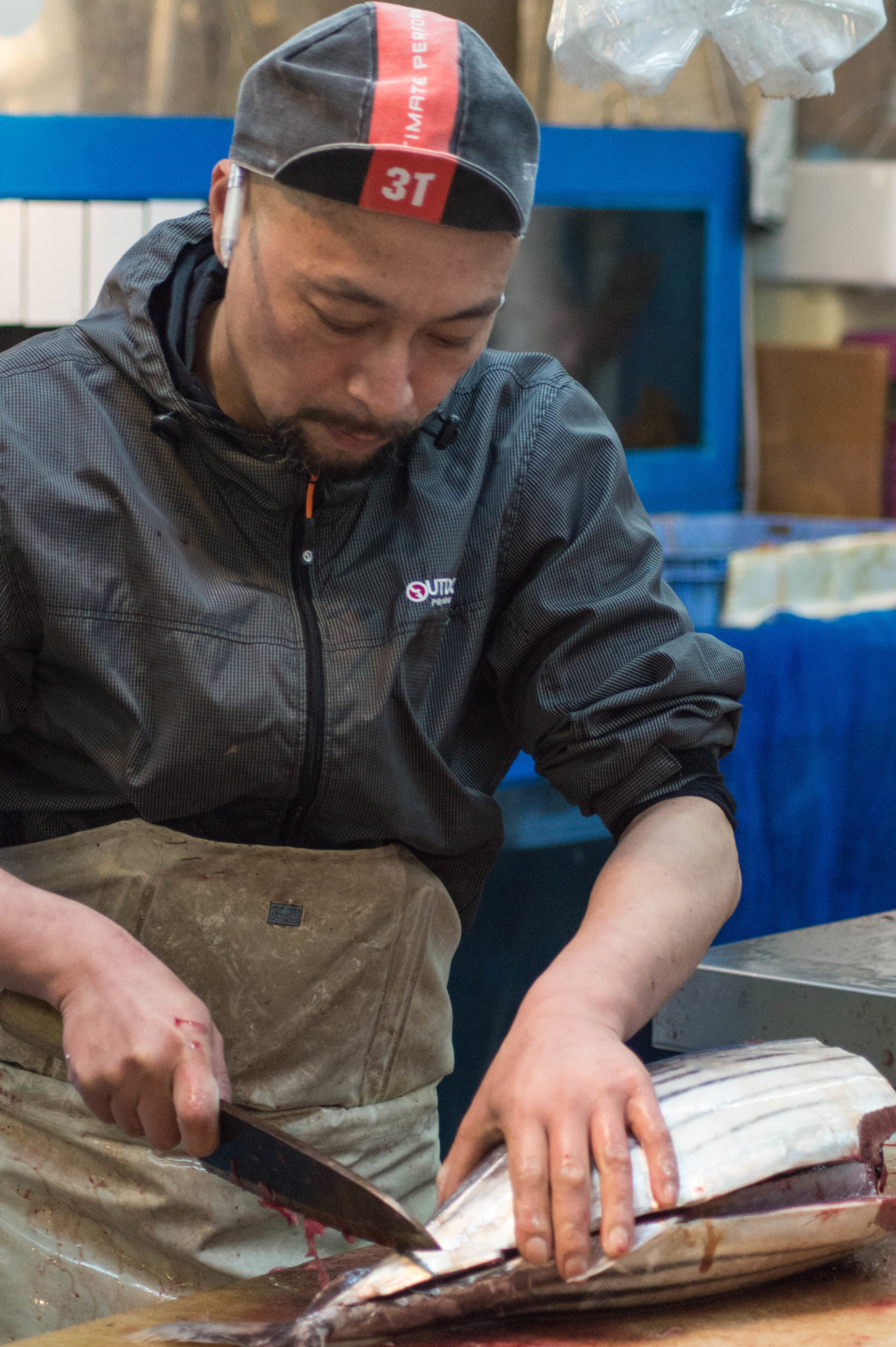 Verkäufer auf dem Tsukiji Fischmarkt