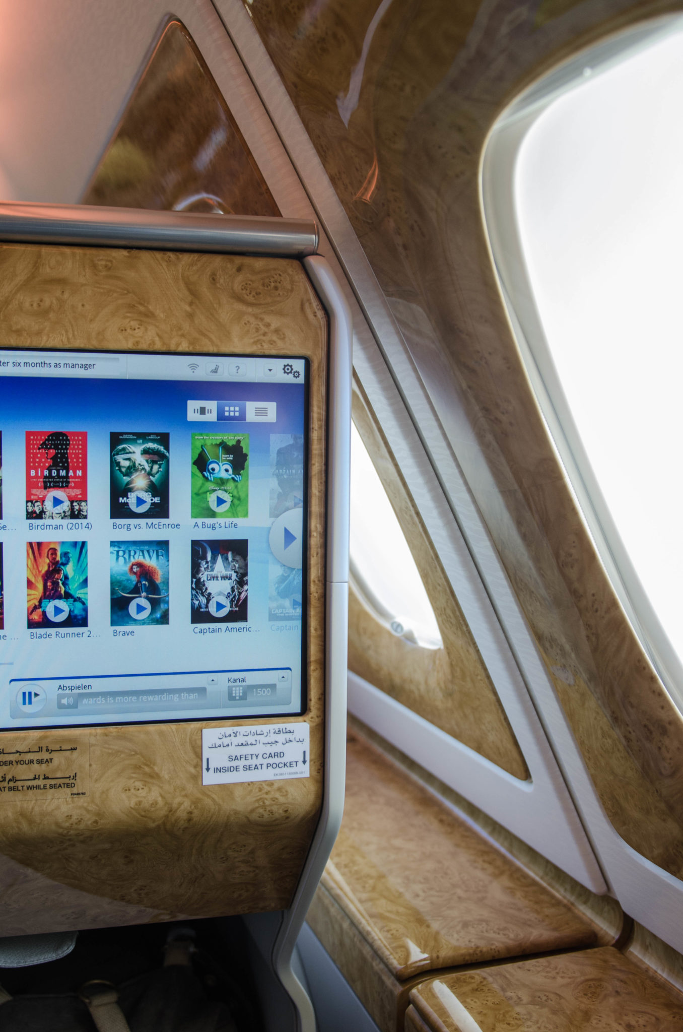 Die Technik an Bord der Emirates Business Class im A380 ist auf dem neuesten Stand.