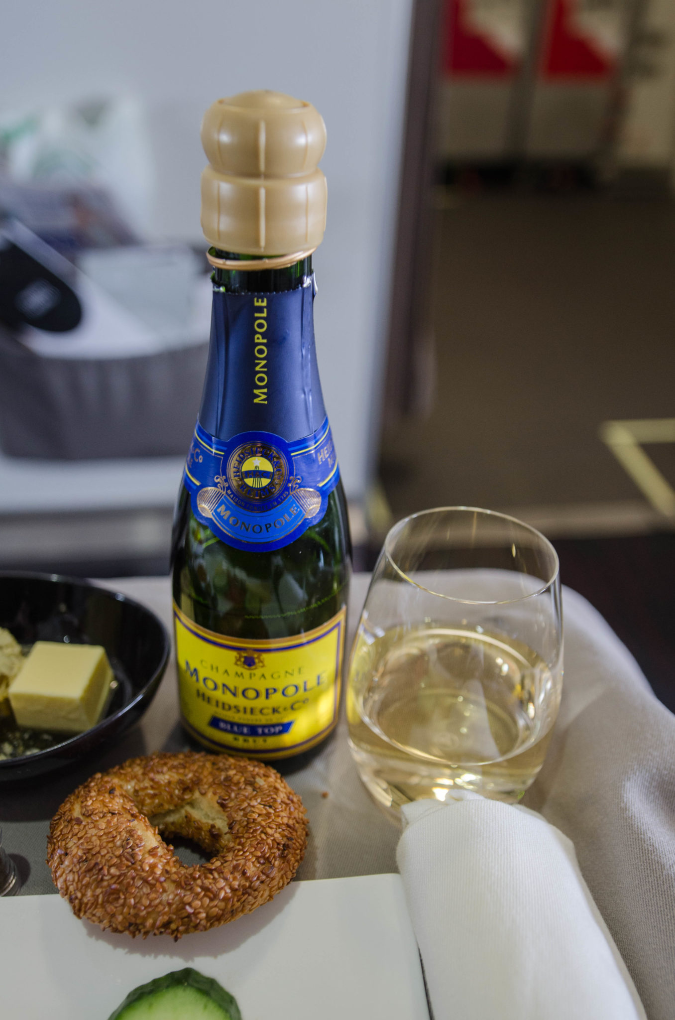 Champagner in der Turkish Airlines Business Class A330