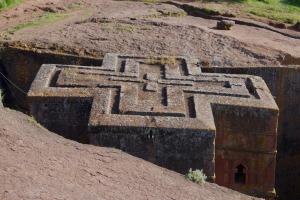 Felsenkirchen von Lalibela sind wichtige Sehenswürdigkeiten in Äthiopien