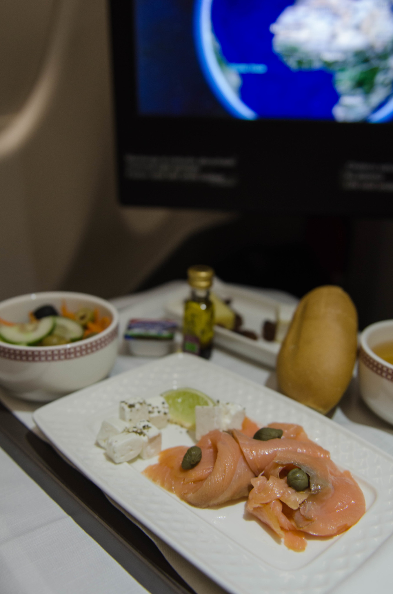 Essen auf dem Business Class Flug nach Madrid