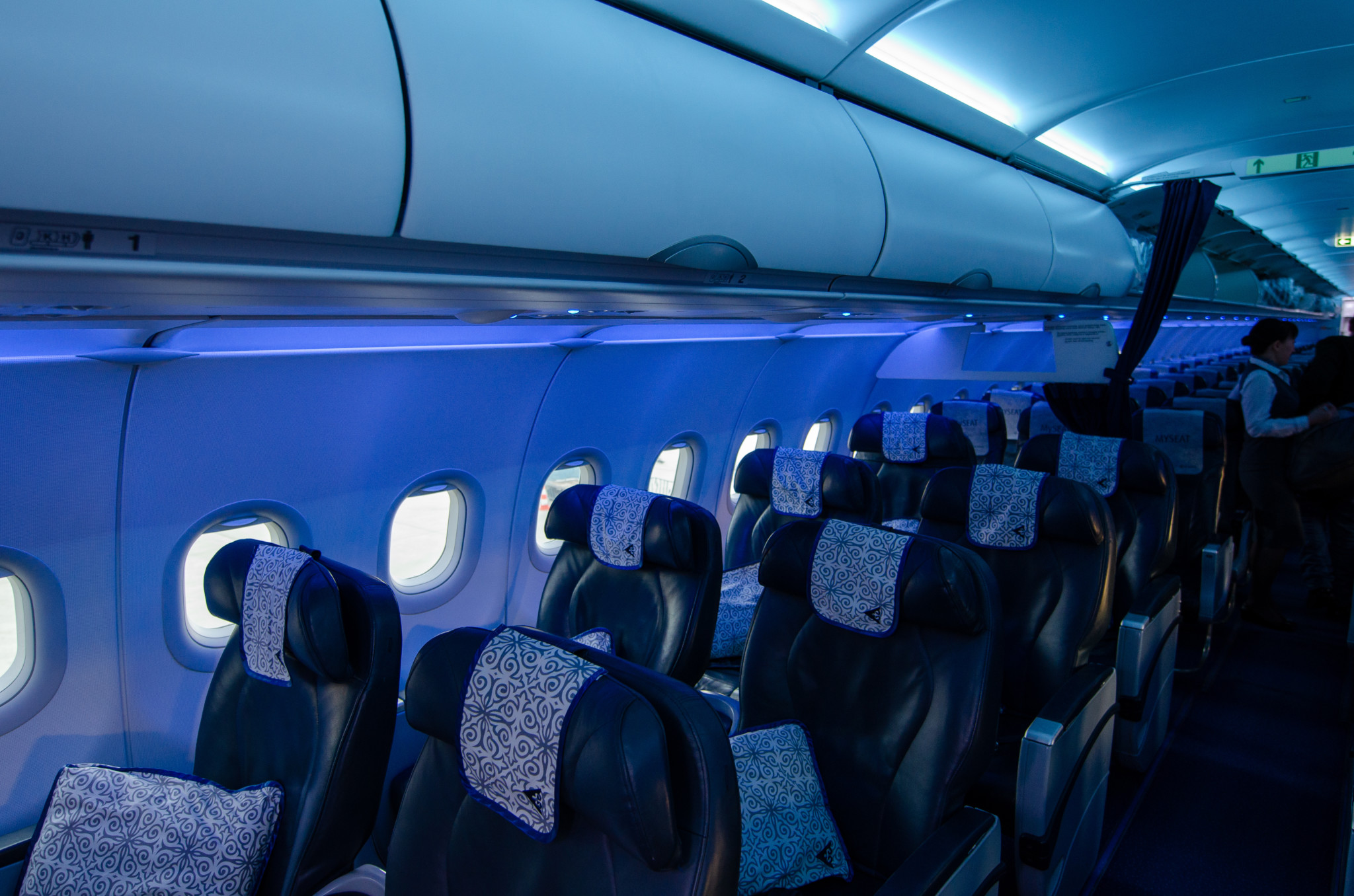 Kabine der Air Astana Business-Class