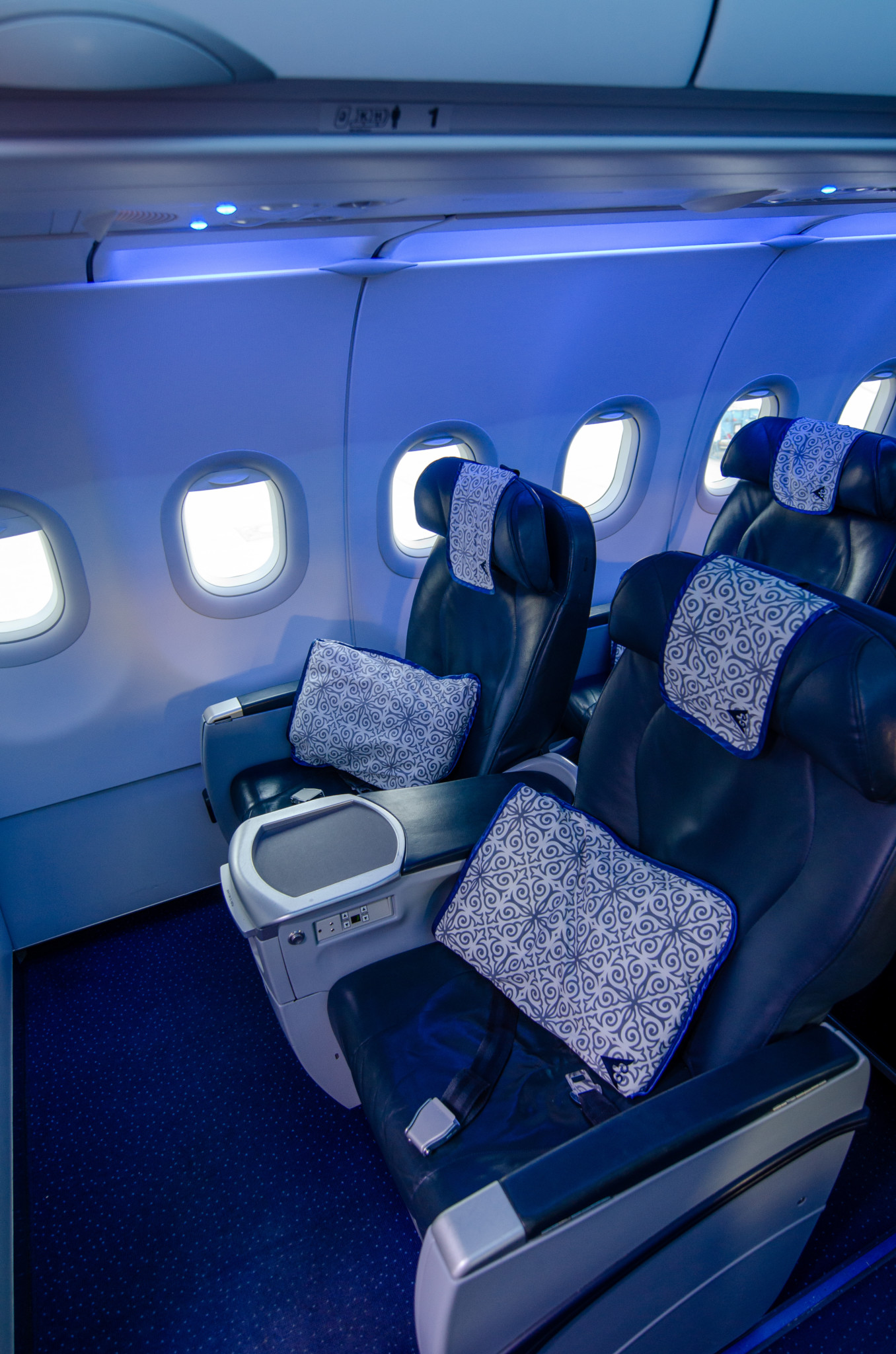 Die Sitze in der Air Astana Business CLass