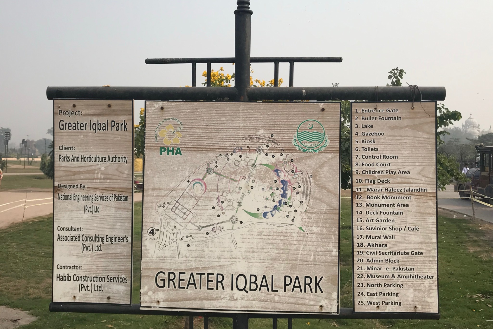 Übersicht vom Greater Iqbal Park in Lahore