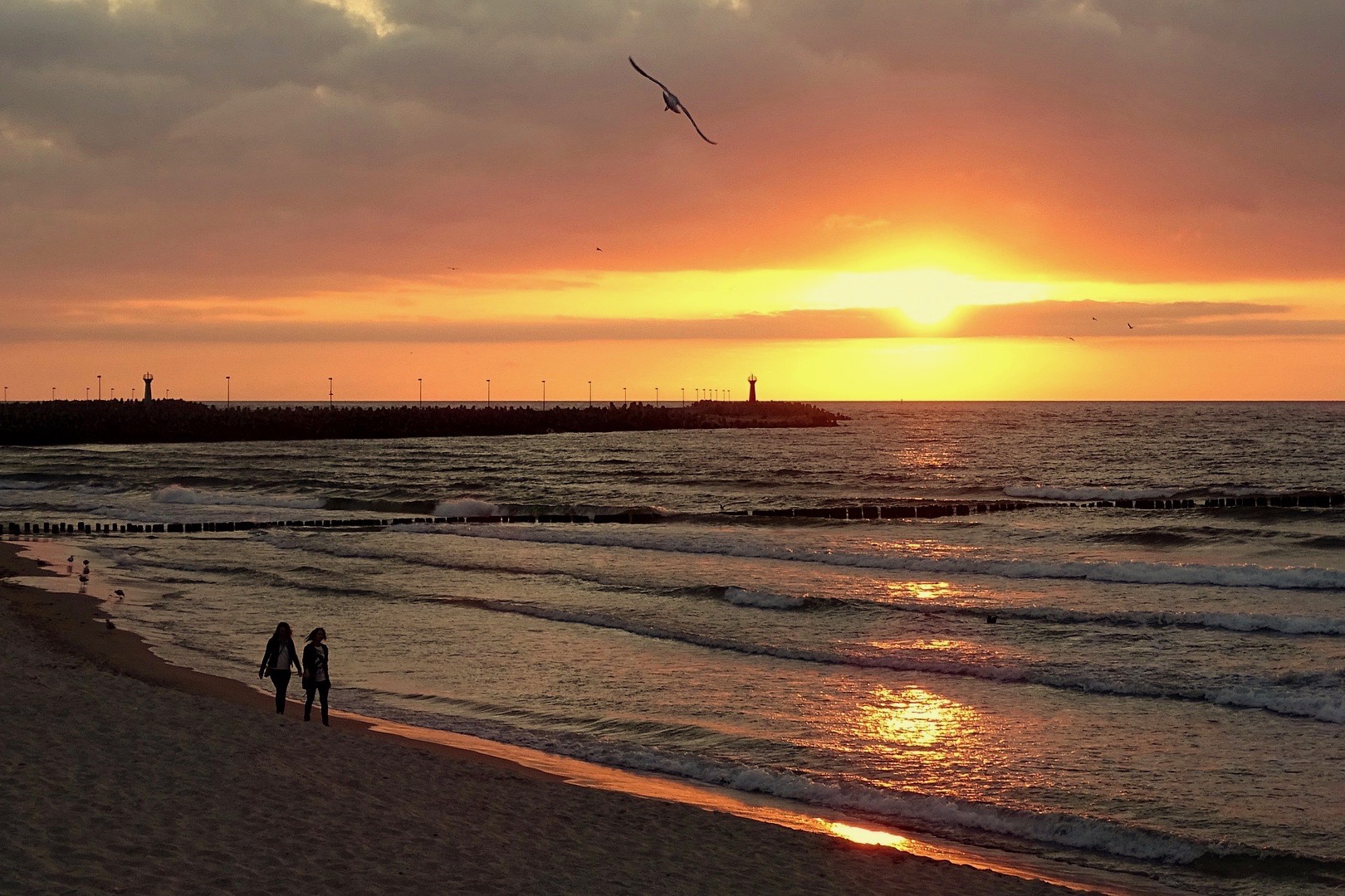 Sonnenuntergang in Kolberg an der polnischen Ostsee