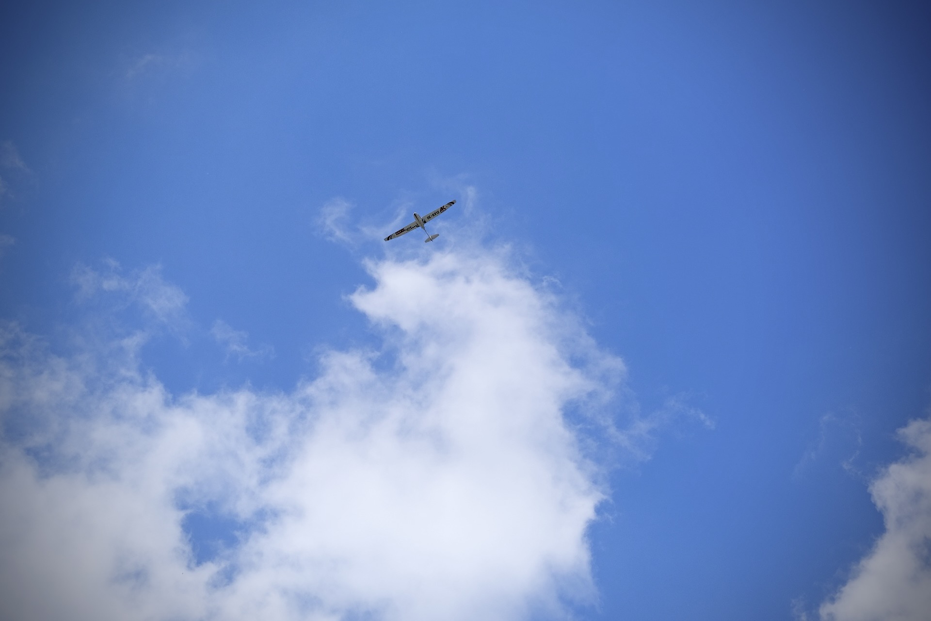 Ein Segelflugzeug am Himmel über Hamburg