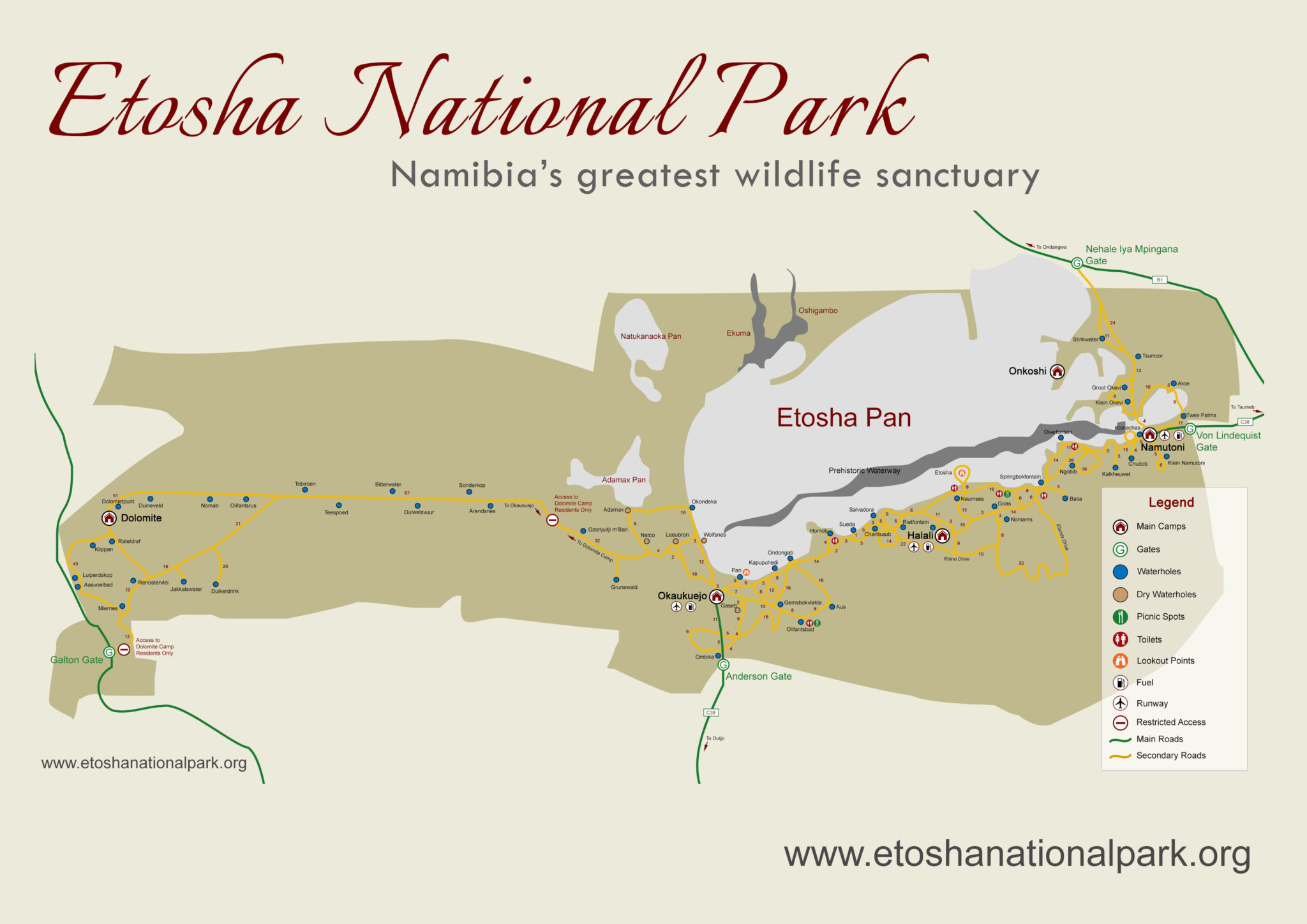 Karte vom Etosha-Nationalpark
