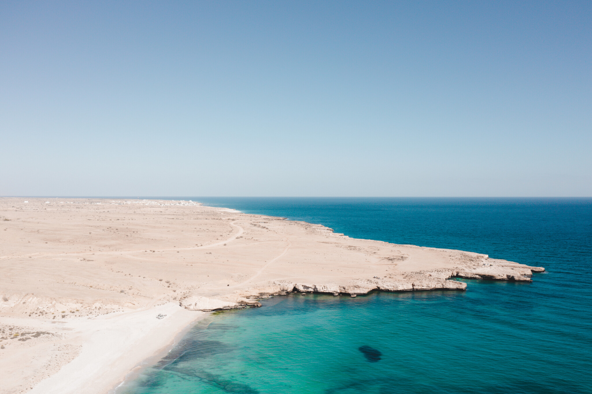 White Sand Beach im Oman von oben