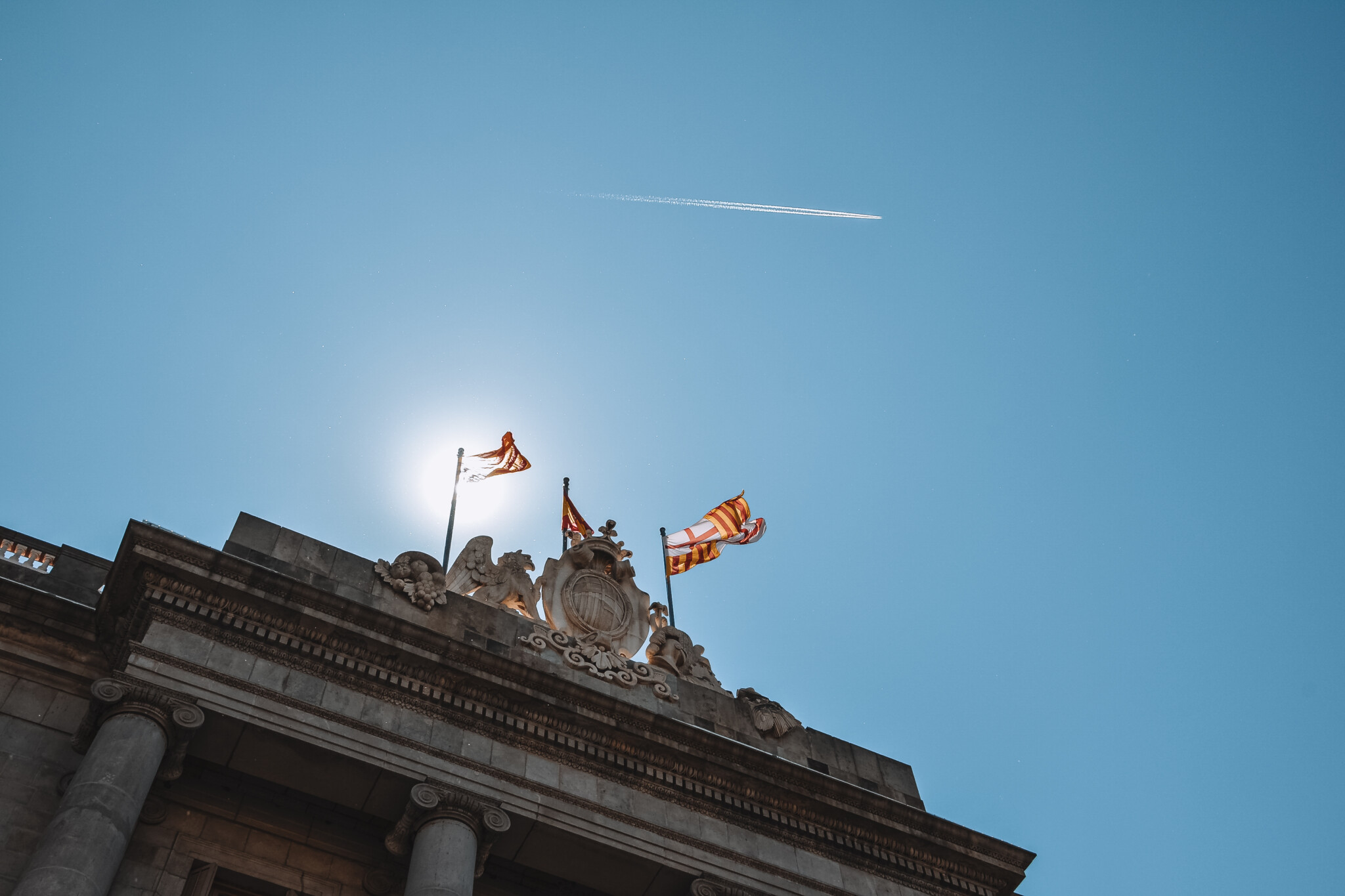 Flaggen Kataloniens auf dem Plaça de Catalunya