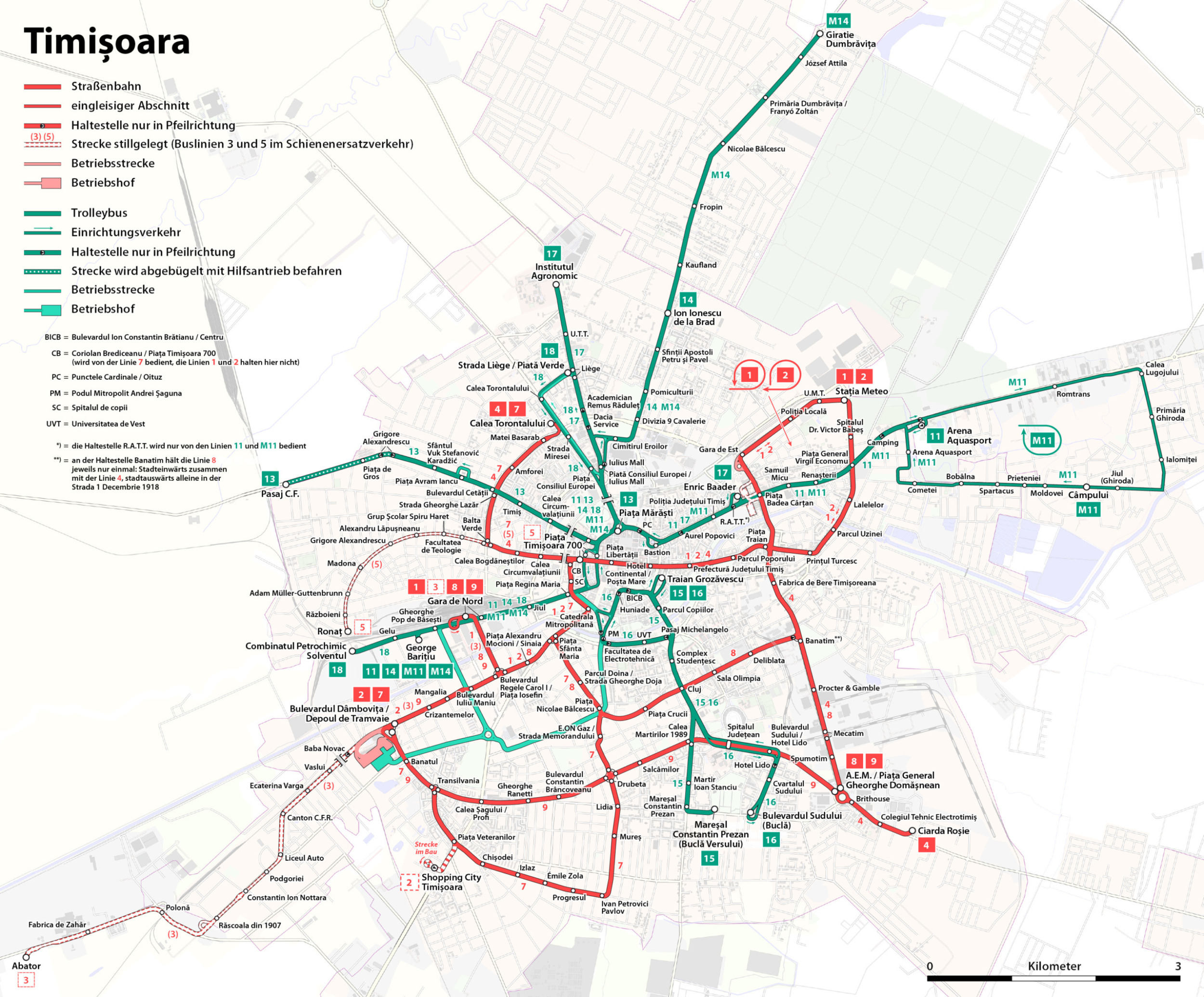 Das ÖPNV-Netz in Timişoara