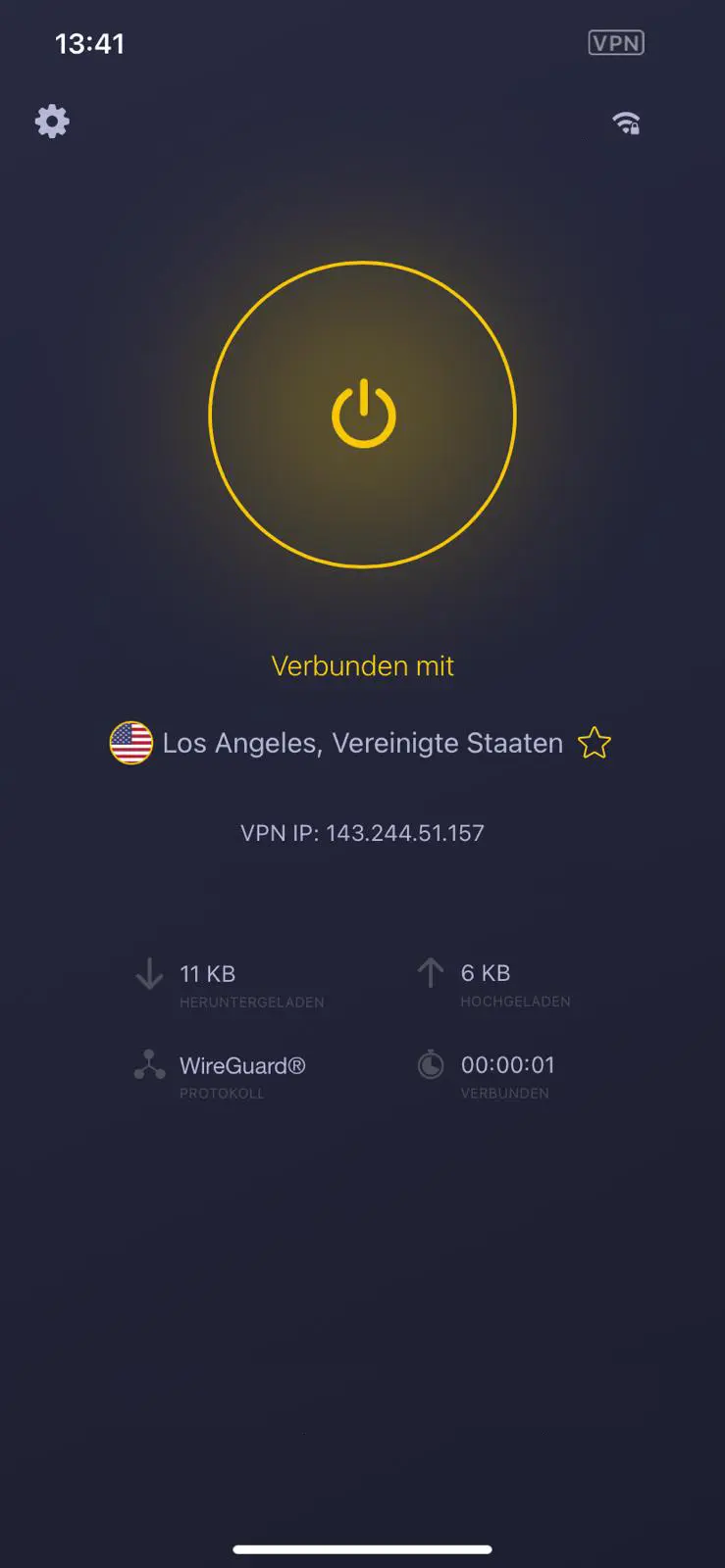Cyberghost-Verbindung mit Los Angeles