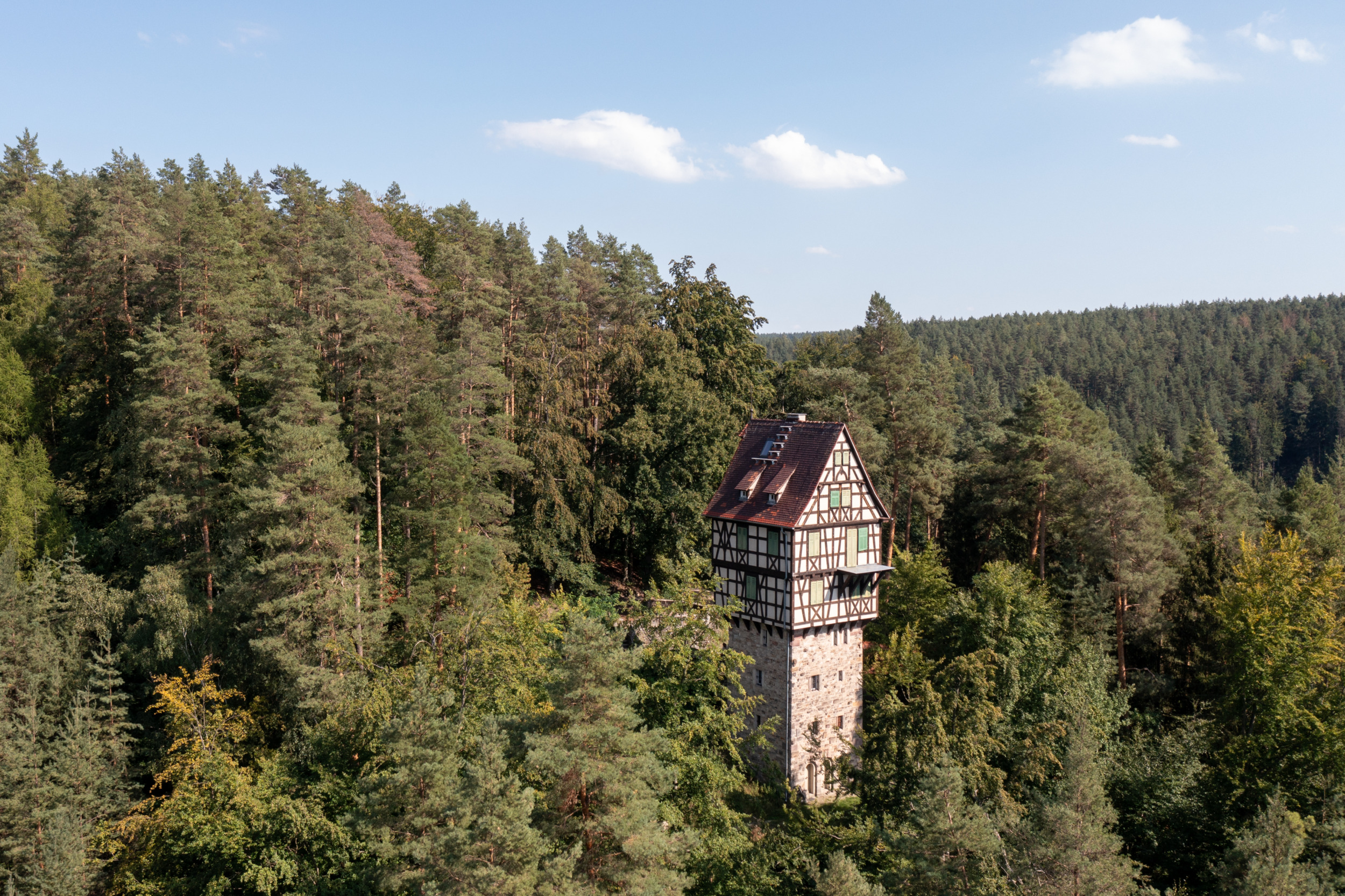 Der Herzogstuhl liegt verborgen im Wald Rieseneck