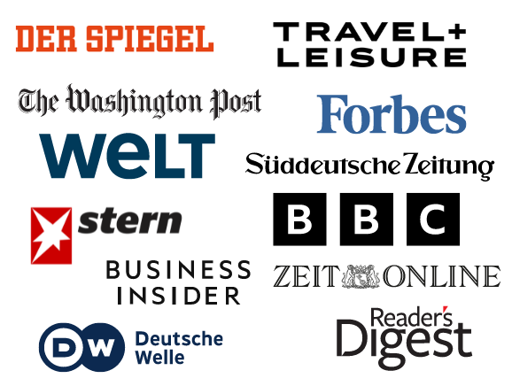Logos der Medien, in denen Travellers Archive erwähnt wurde