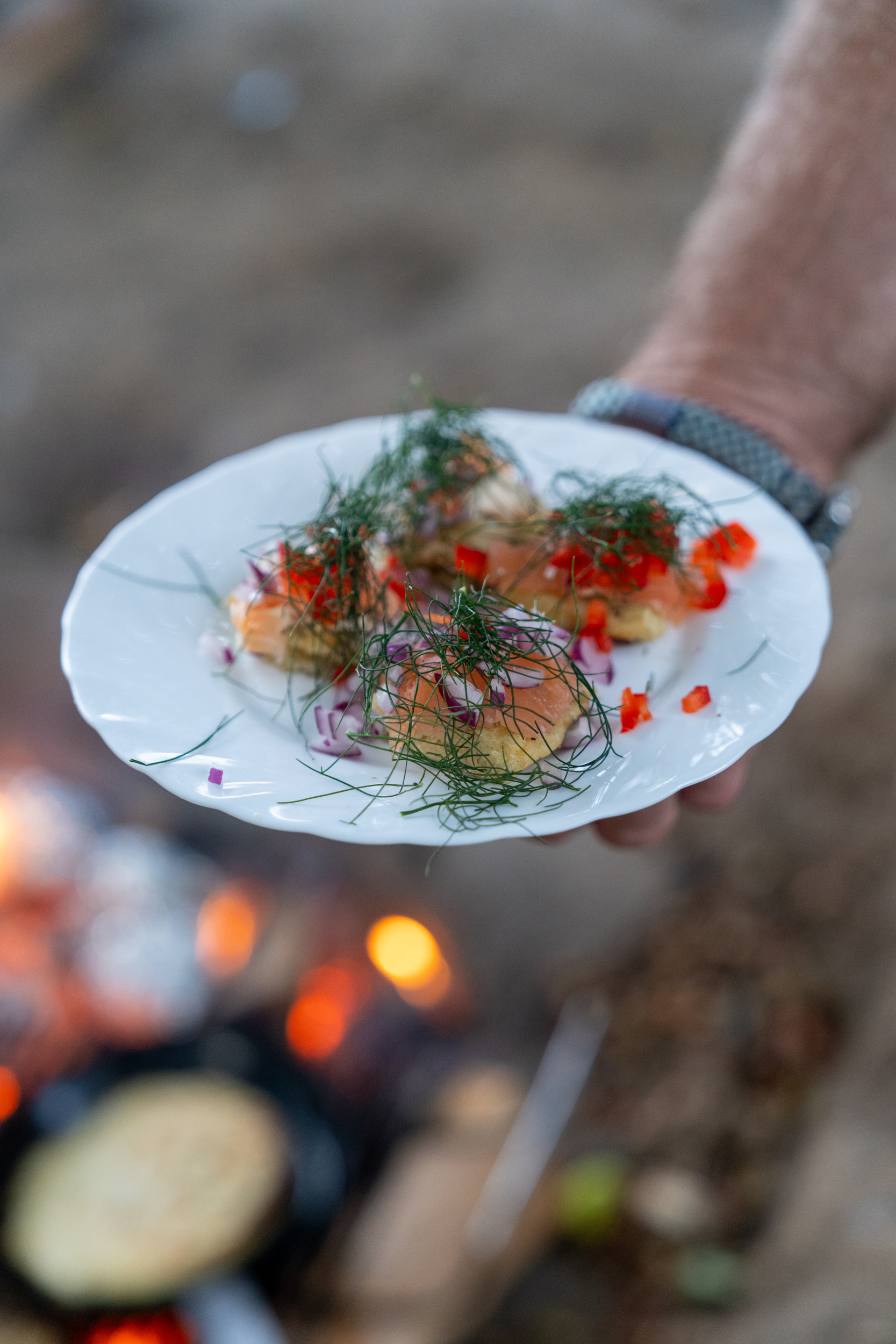 Abendessen im Camp Møns Klint