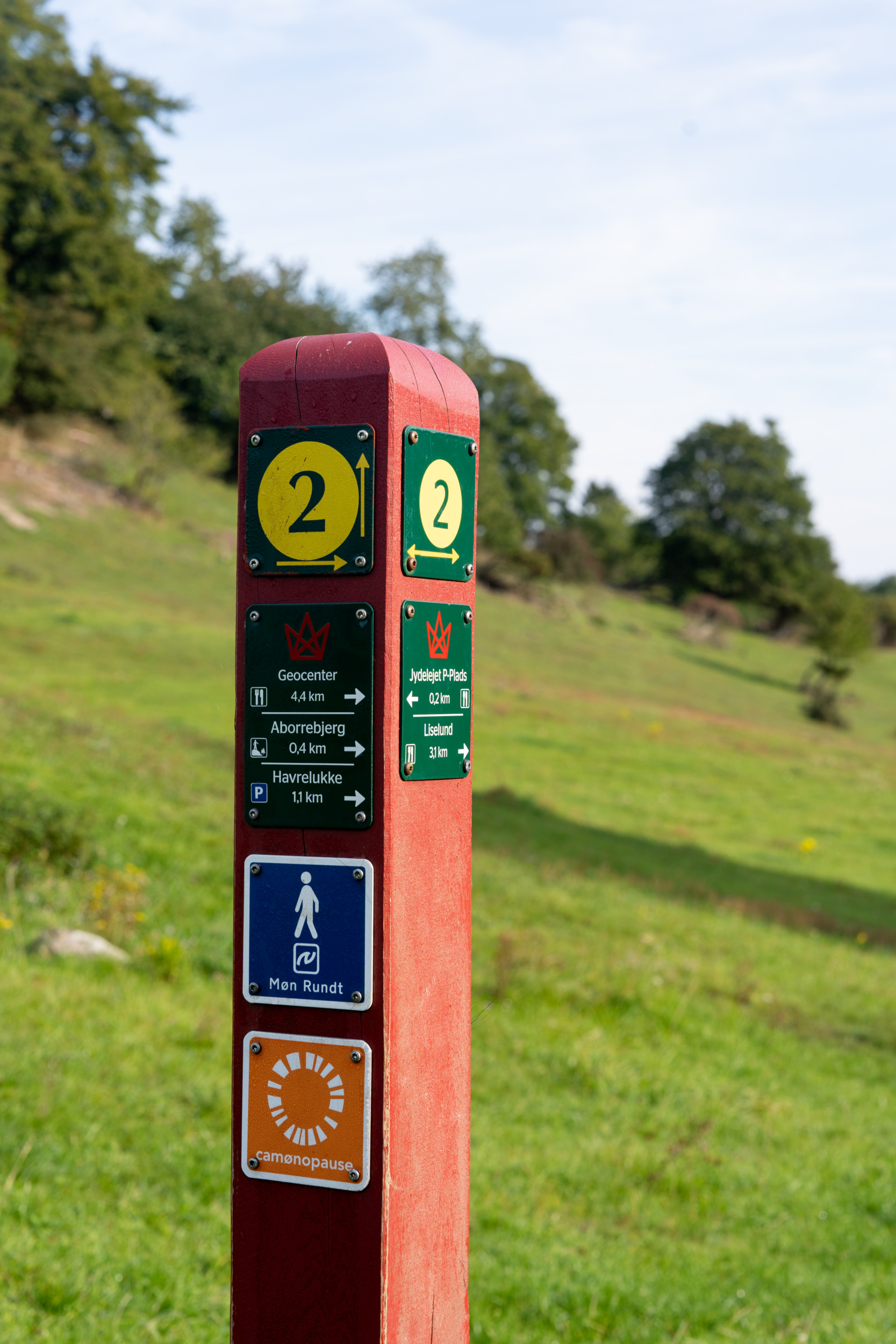 Wegweiser Wanderung auf Møn in Dänemark