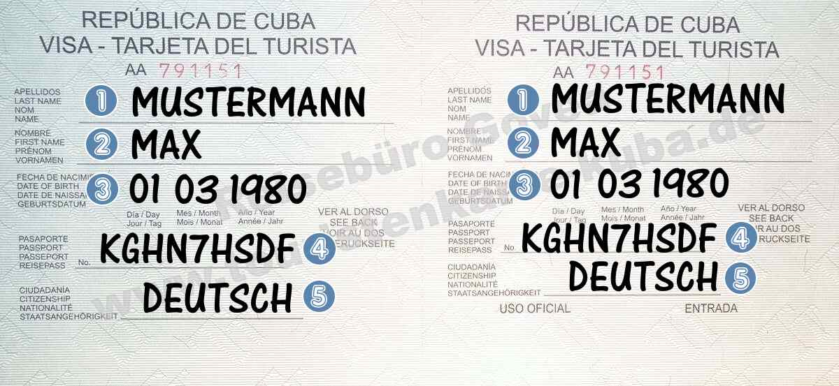 Ein Beispiel einer Touristenkarte für die Kuba-Einreise