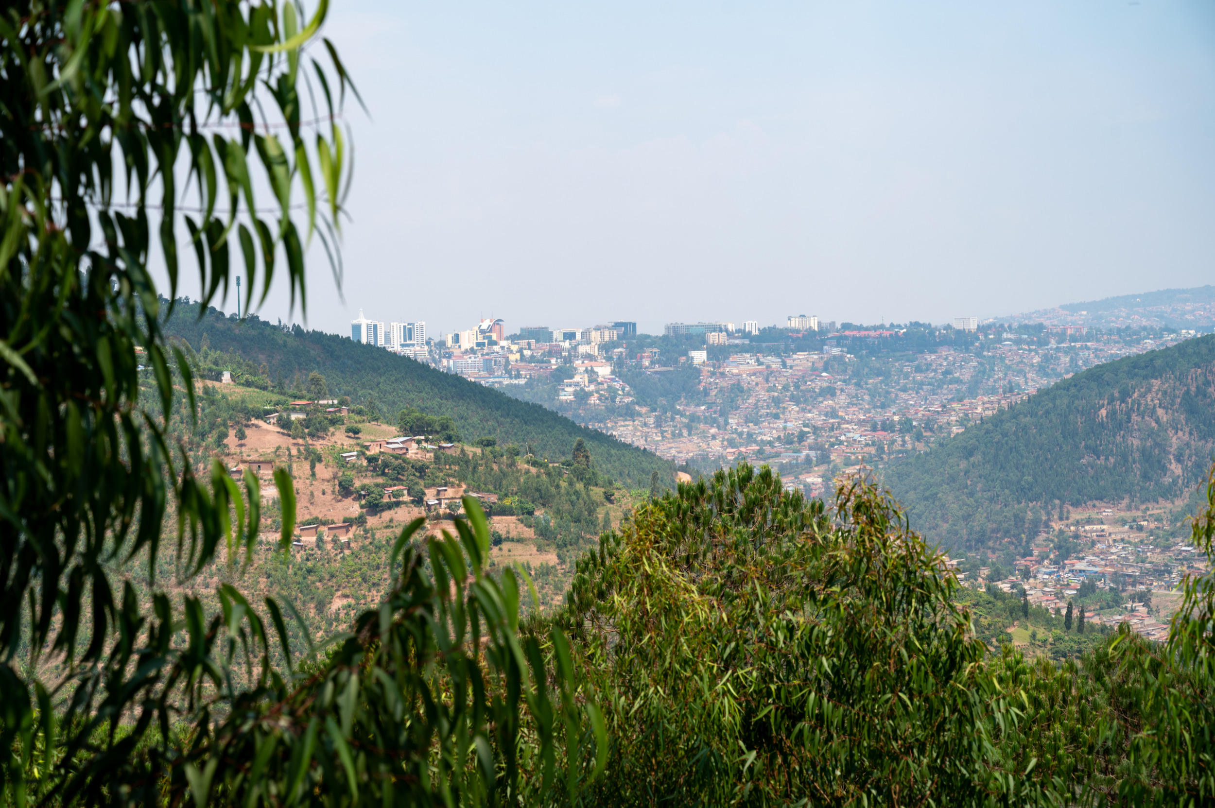 Blick auf die ersten Häuser von Ruandas Hauptstadt Kigali